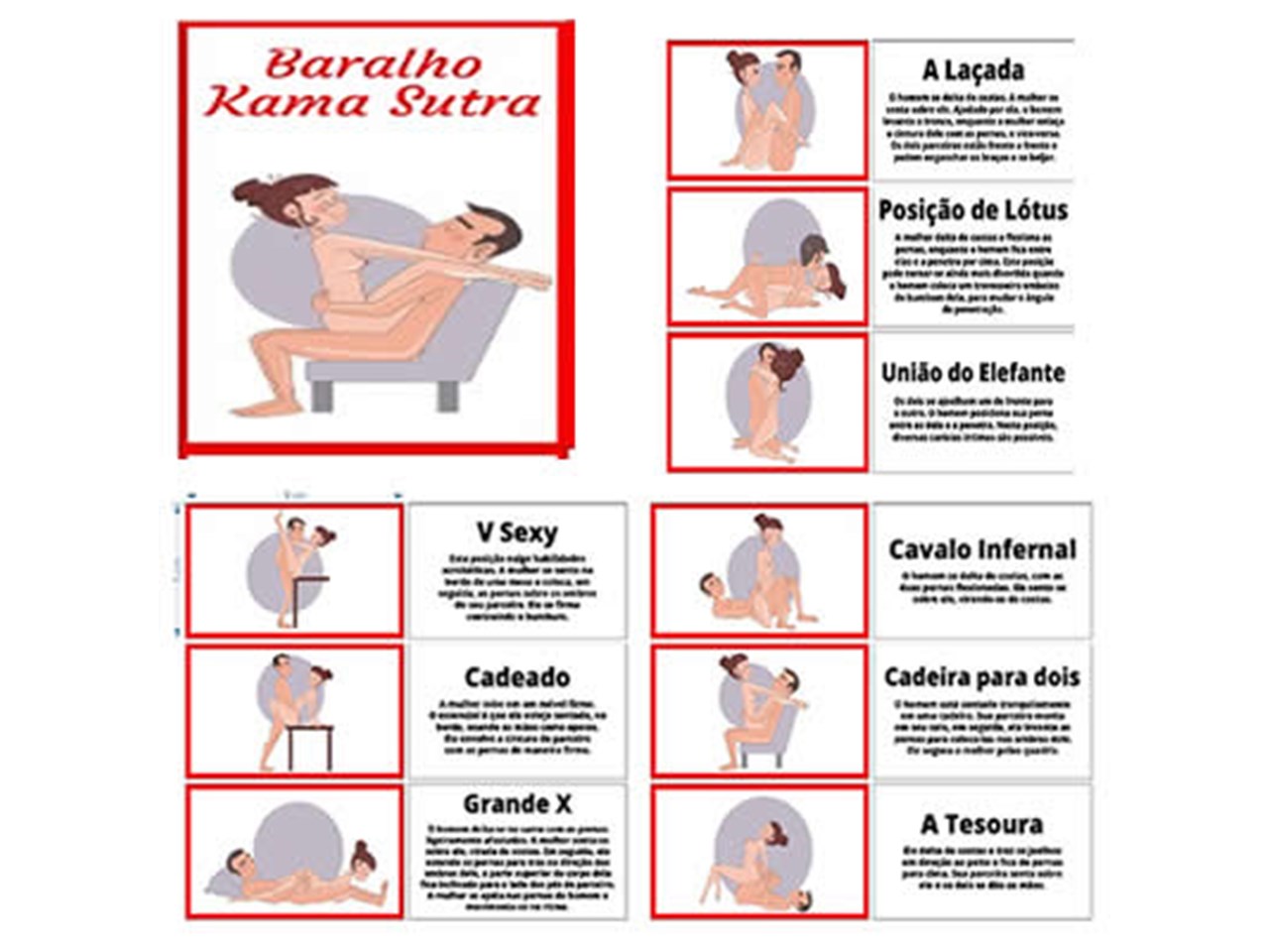 BARALHO KAMA SUTRA - 20 CARTAS COM POSIÇÕES EXPLICADAS